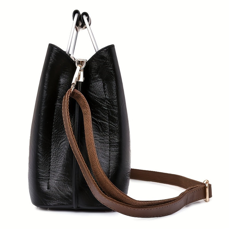 Retro Crossbody Bag For Women, Color Contrast Handbag, Fashion Multi Layer Shoulder Bag