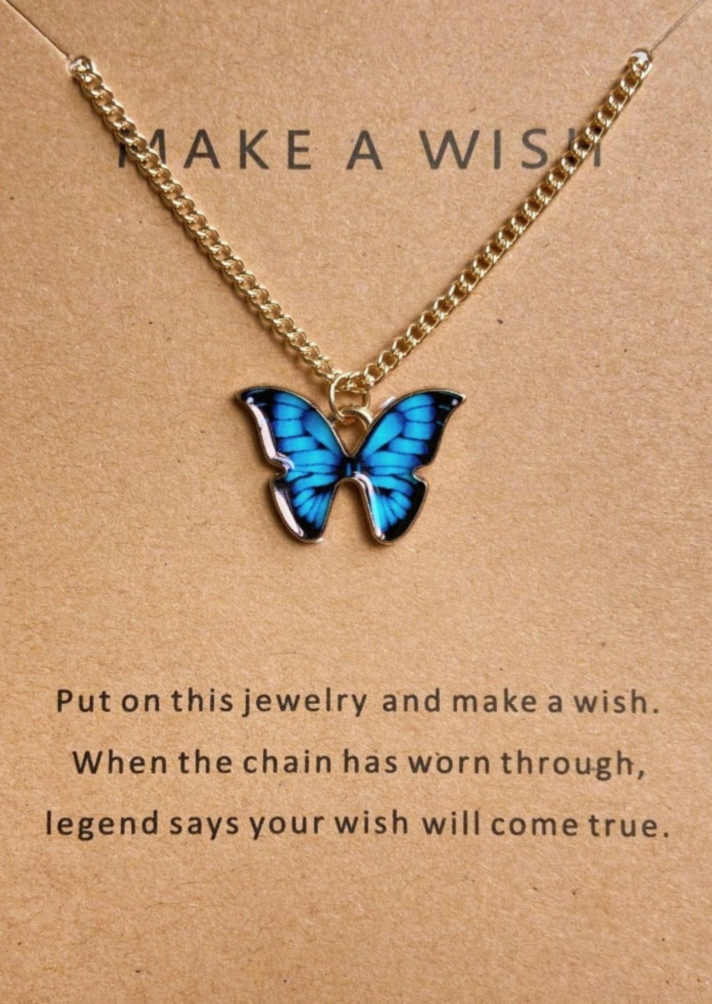 Alloy Butterfly Necklace with Water Wave Chain, Gift for Her