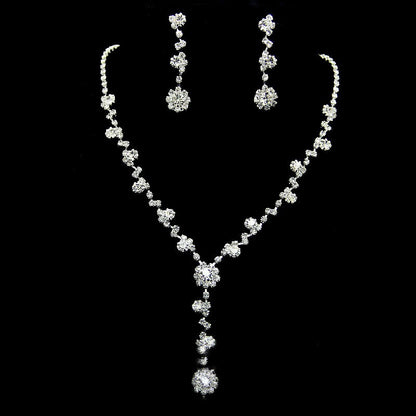 Korean Style Super Rhinestone Necklace Earrings