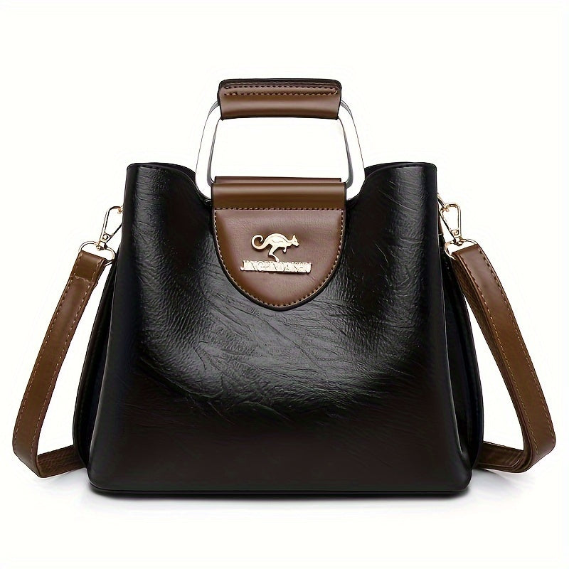 Retro Crossbody Bag For Women, Color Contrast Handbag, Fashion Multi Layer Shoulder Bag