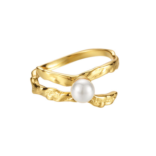 Silver Irregular Texture Ring For Women